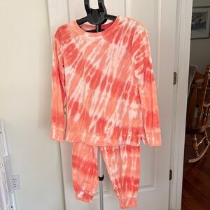 Jane and Delancey Women’s Tie-Dye Lounge Set- Orange and White